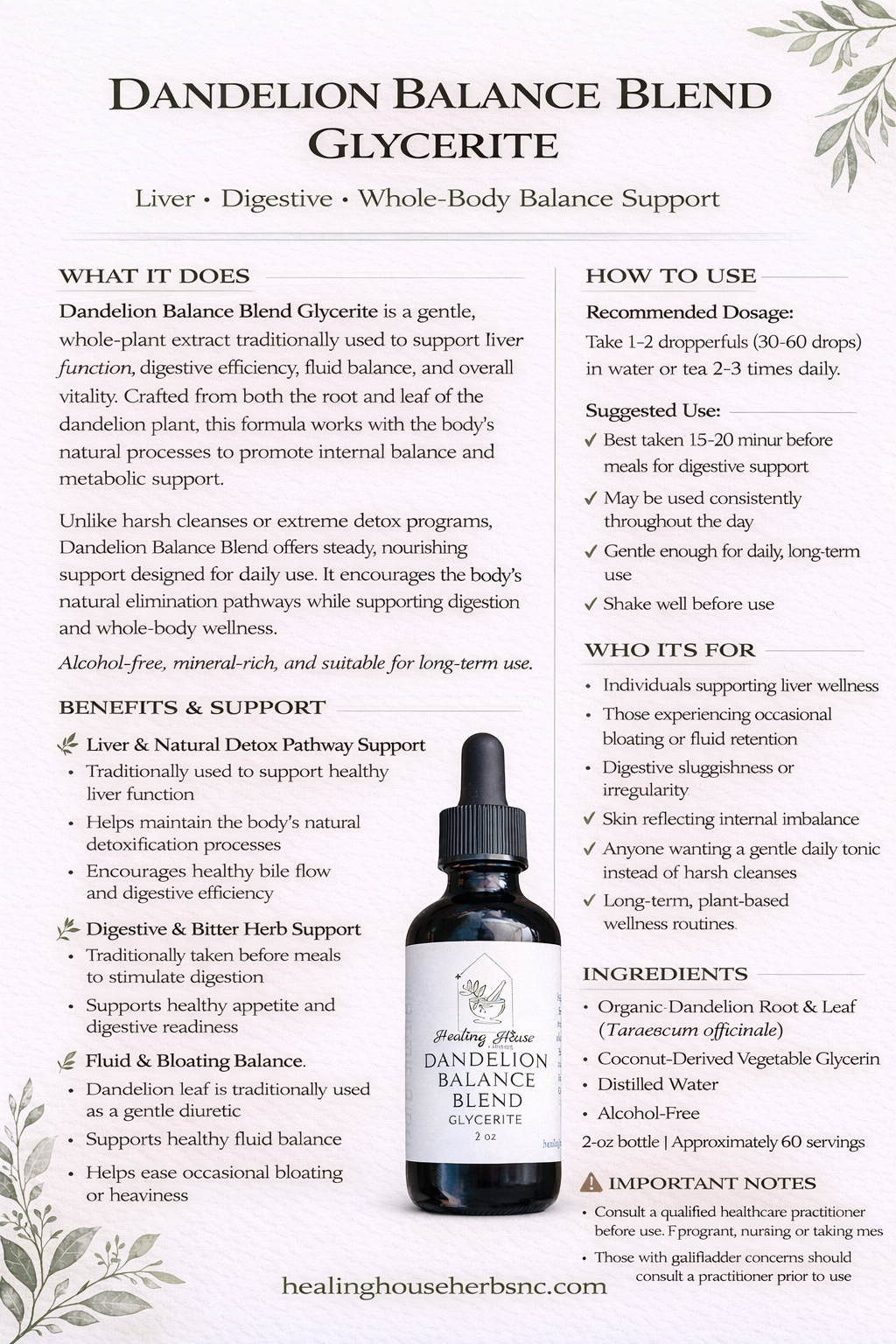 Dandelion Balance Blend Glycerite