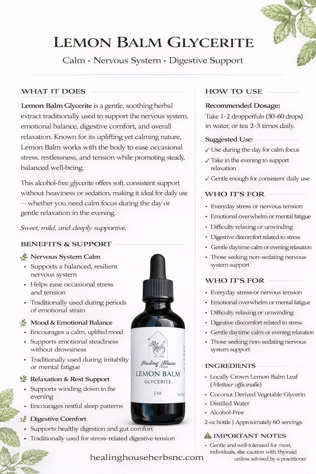 Lemon Balm Glycerite