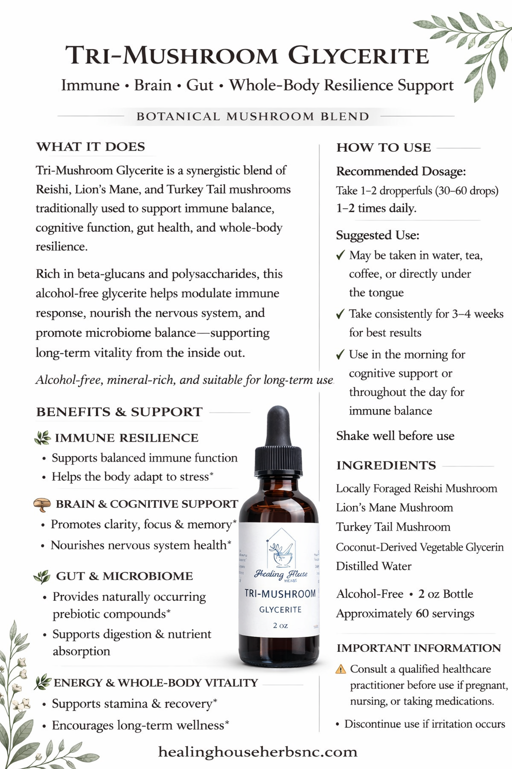 Tri-Mushroom Blend Glycerite