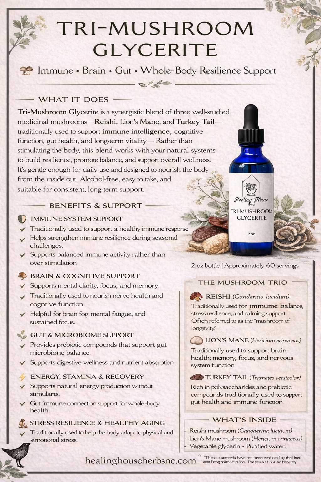 Tri-Mushroom Blend Glycerite