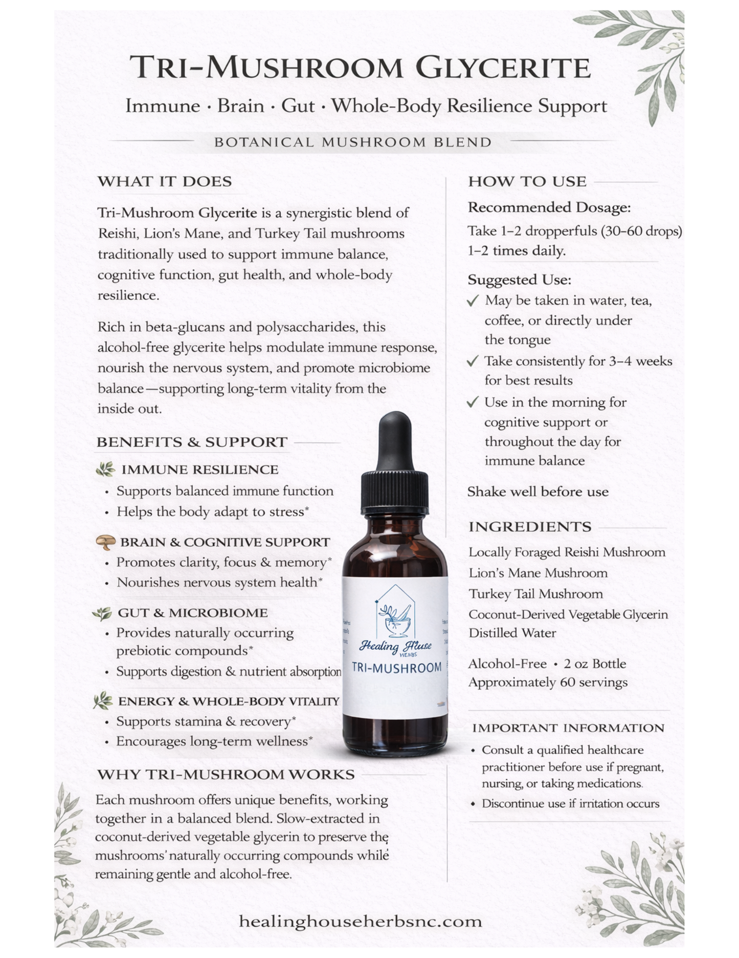 Tri-Mushroom Blend Glycerite